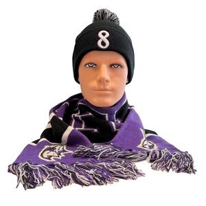 Baltimore Ravens Super Fan Collection: 2 Knit Hats & Scarf. One-Size